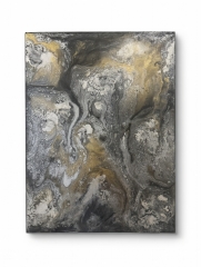 Buy Black Gold Silver Abstract Fluid Art Painting – Original Acrylic Pour Canvas 12x16